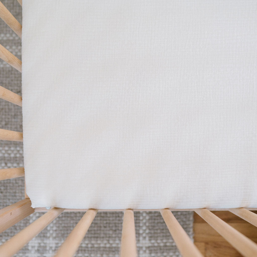 Waterproof Cotton Crib Sheet - Muslin