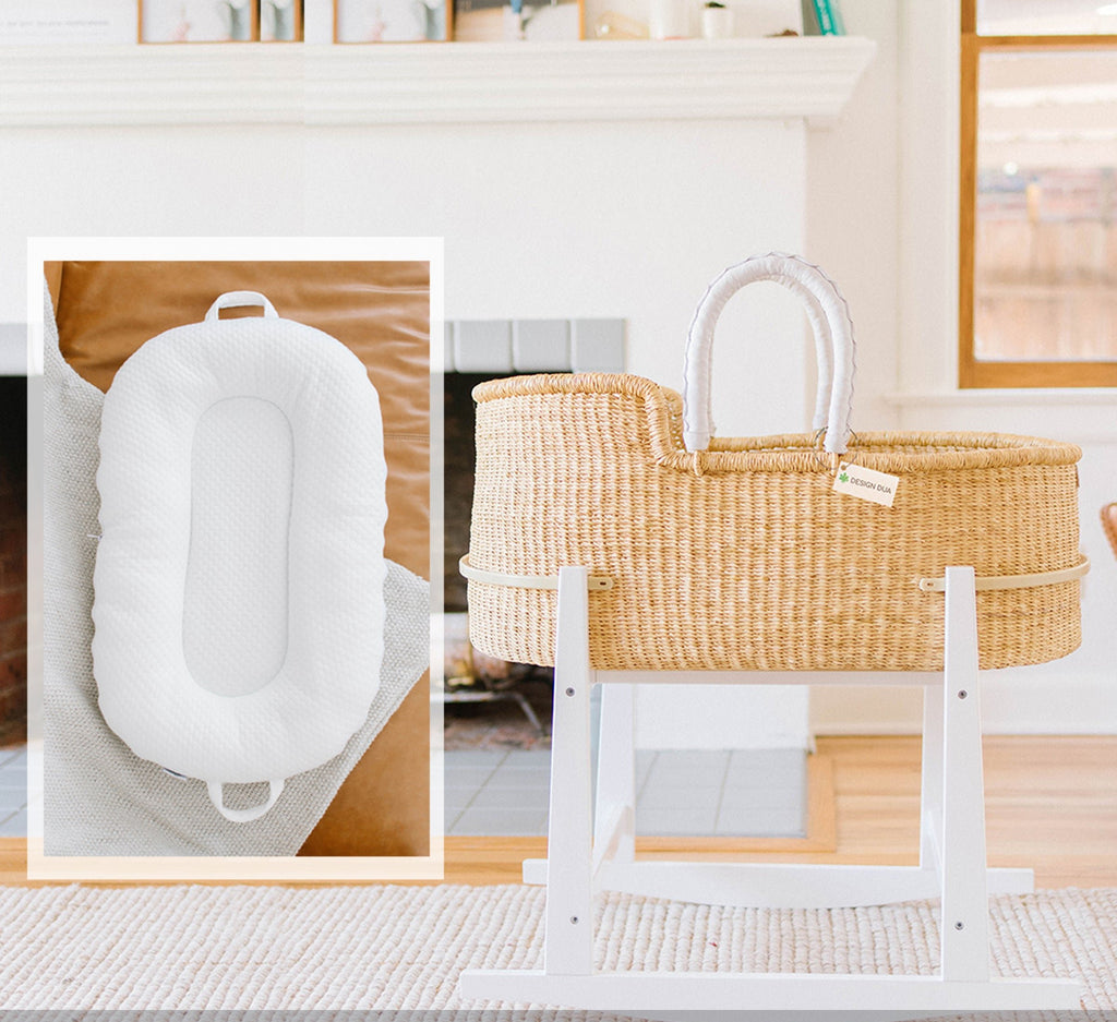 Signature Bilia Bassinet- Natural (White Leather) -  Mother's Day Sale Bundle