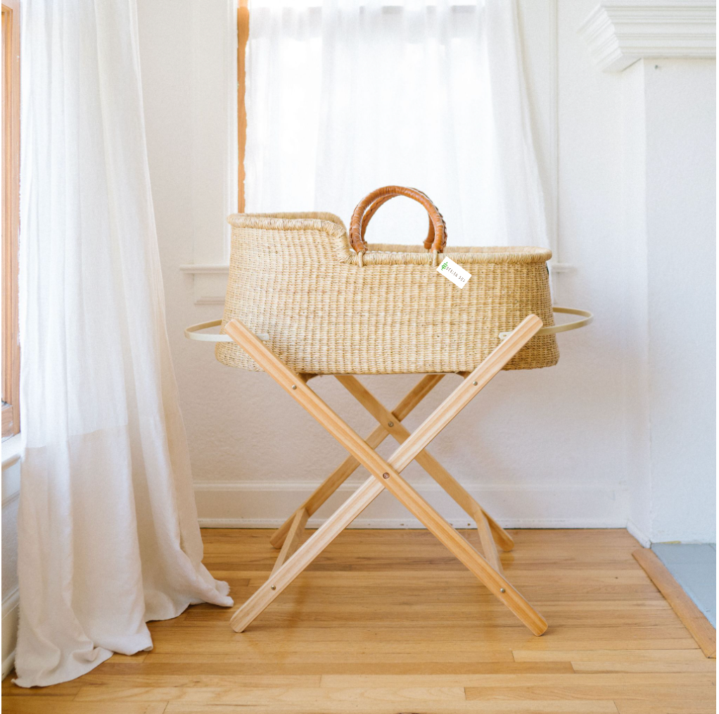 Nature s Bassinet Stationary Moses Bundle Tan Leather in Stock