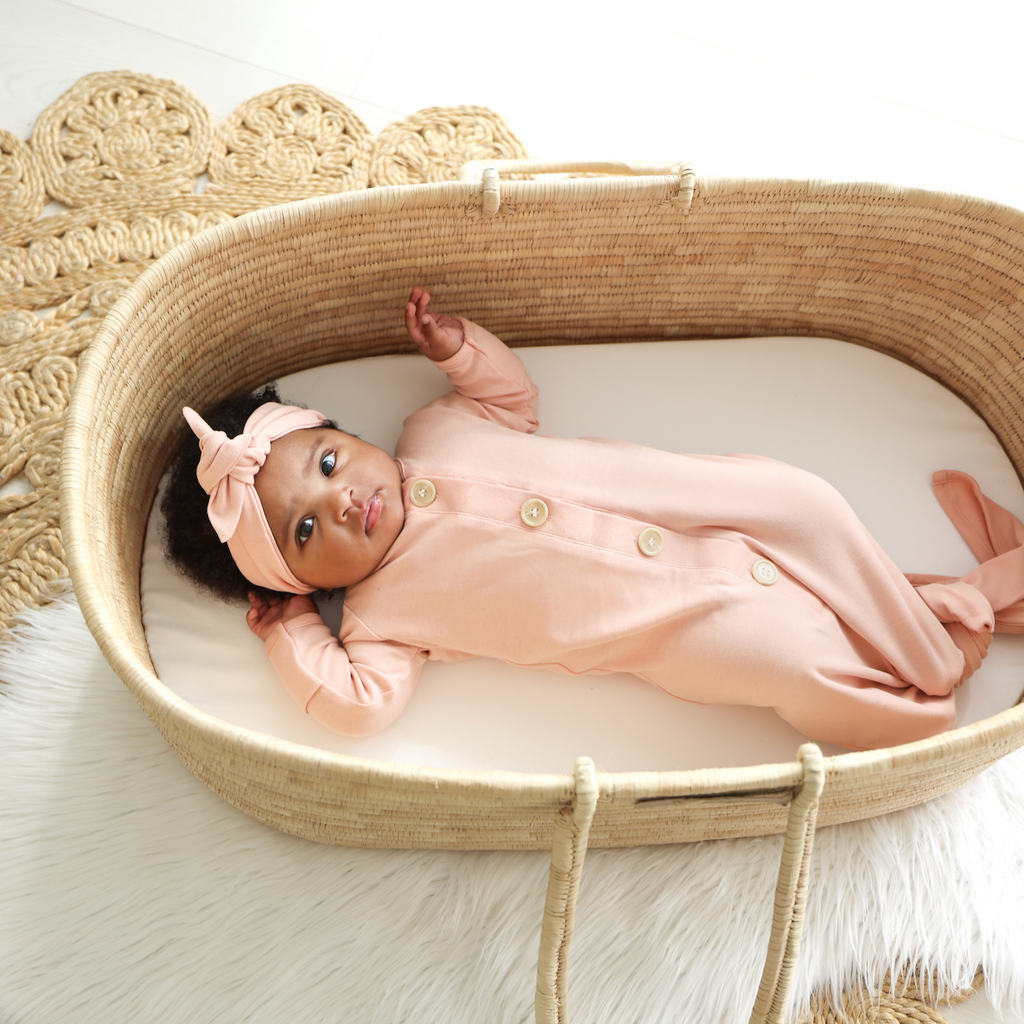 Organic Newborn Knotted Gown - Blush