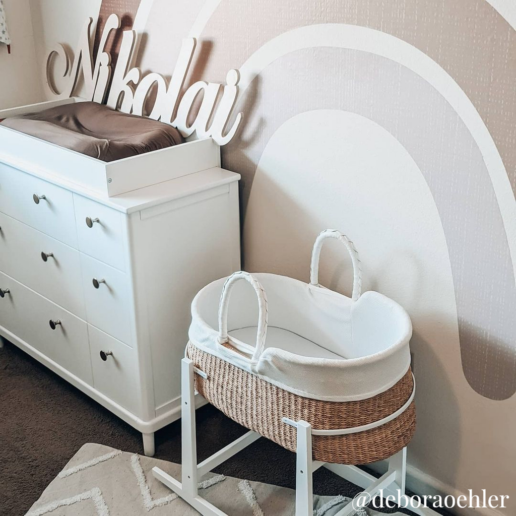 Signature Bilia Bassinet- Natural (White Leather)