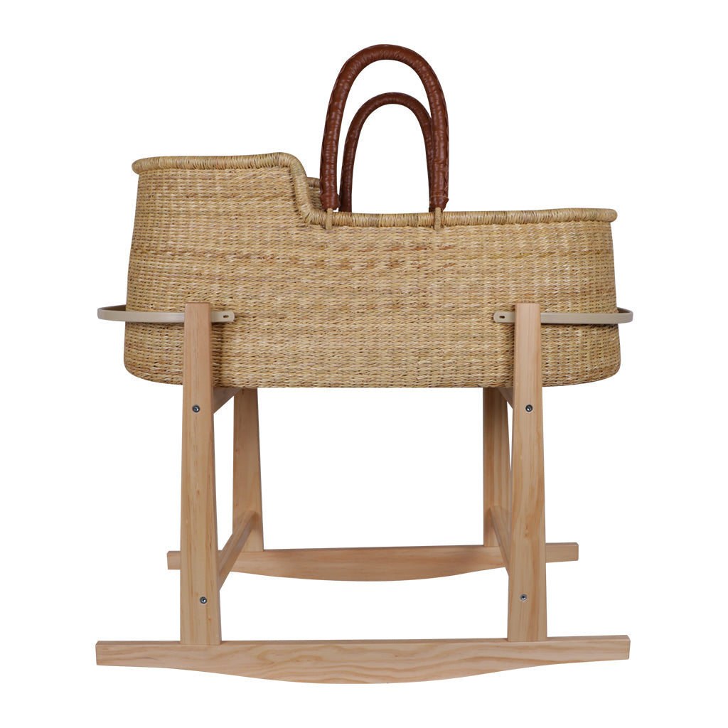 Modern Rocking Bassinet Stand Natural Pine Design Dua