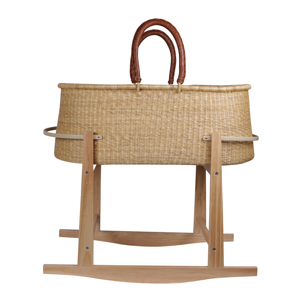 Modern Rocking Bassinet Stand Natural Pine Design Dua