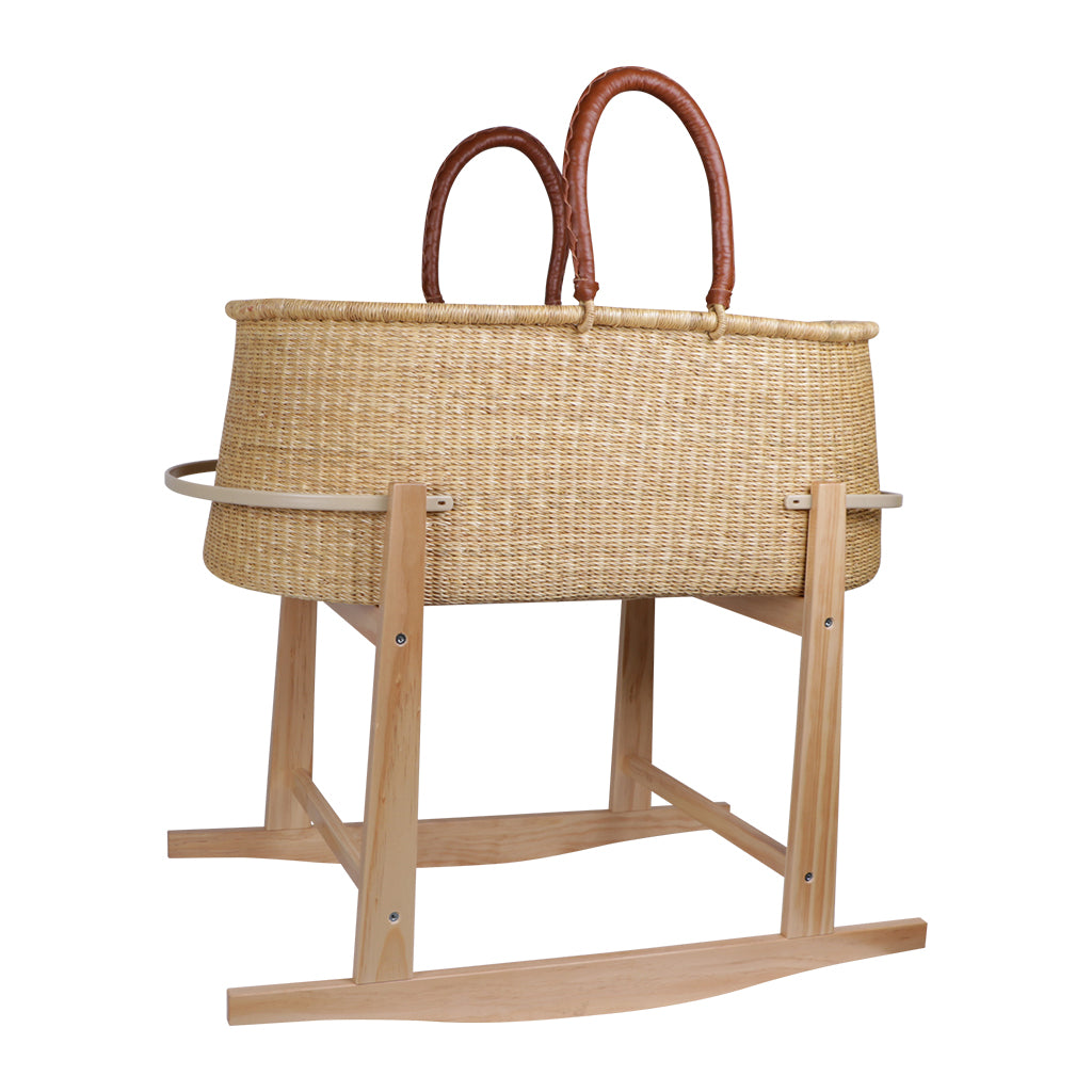 Modern Rocking Bassinet Stand- Natural Pine