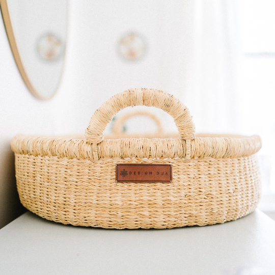 Handwoven Changing Basket: Natural Vegan