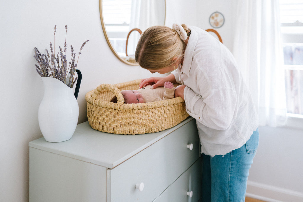 Handwoven Changing Basket: Natural Vegan