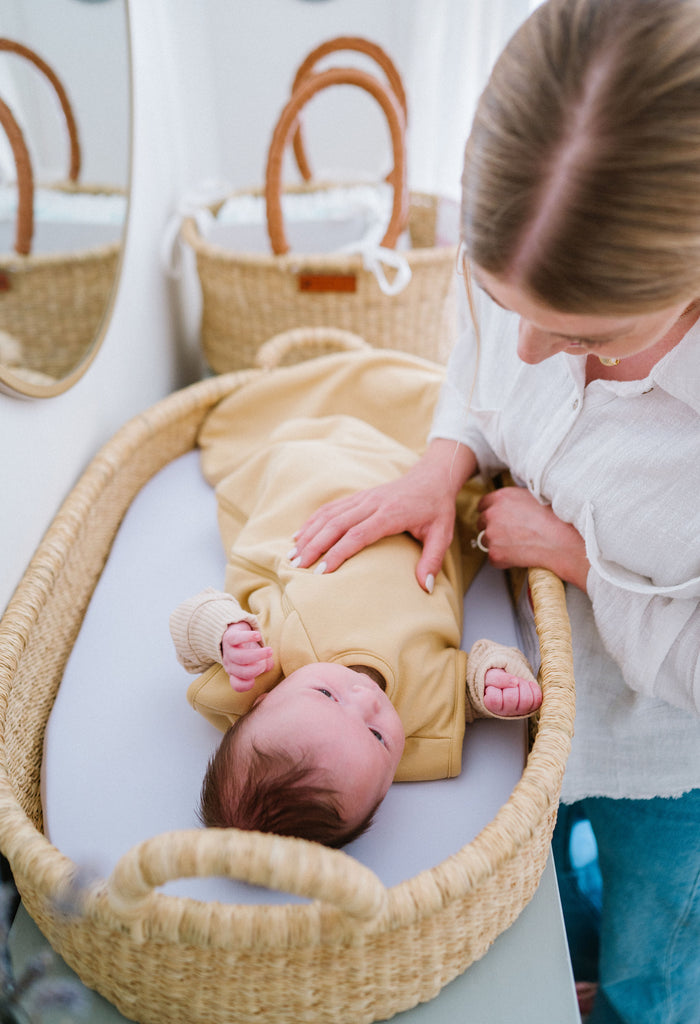 Handwoven Changing Basket: Natural Vegan