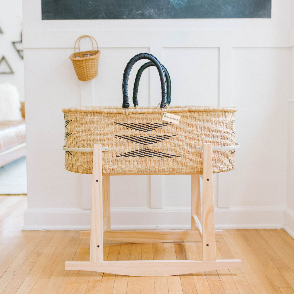 Modern Rocking Bassinet Stand- Natural Pine