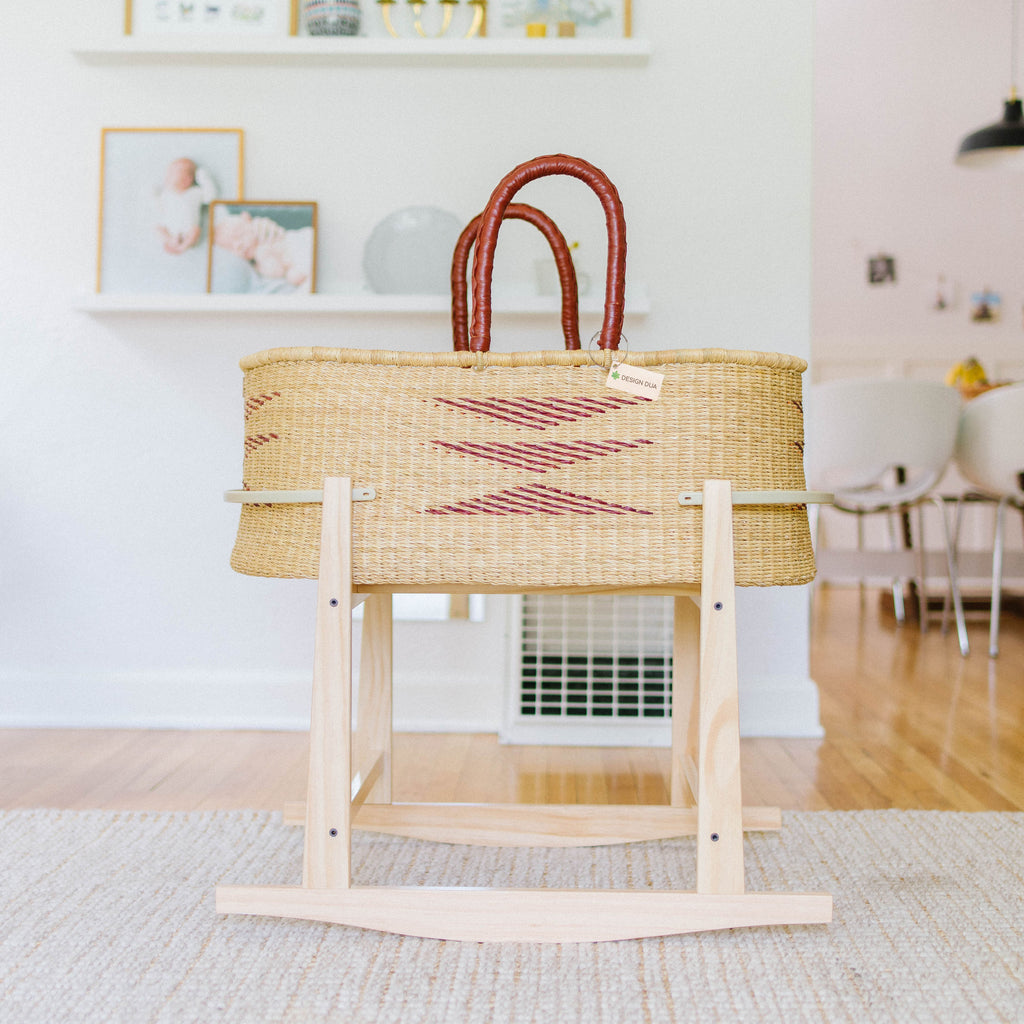 Modern Rocking Bassinet Stand- Natural Pine