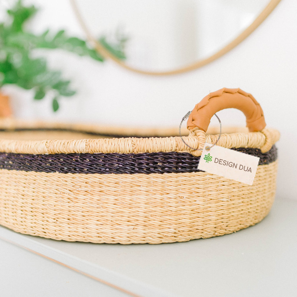 Handwoven Changing Basket: Midnight Stripe