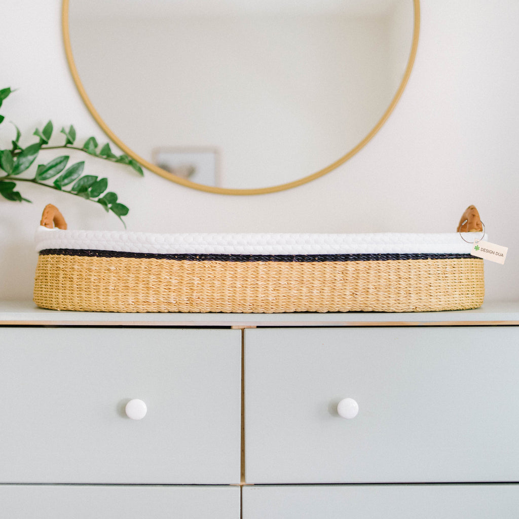 Handwoven Changing Basket: Midnight Stripe