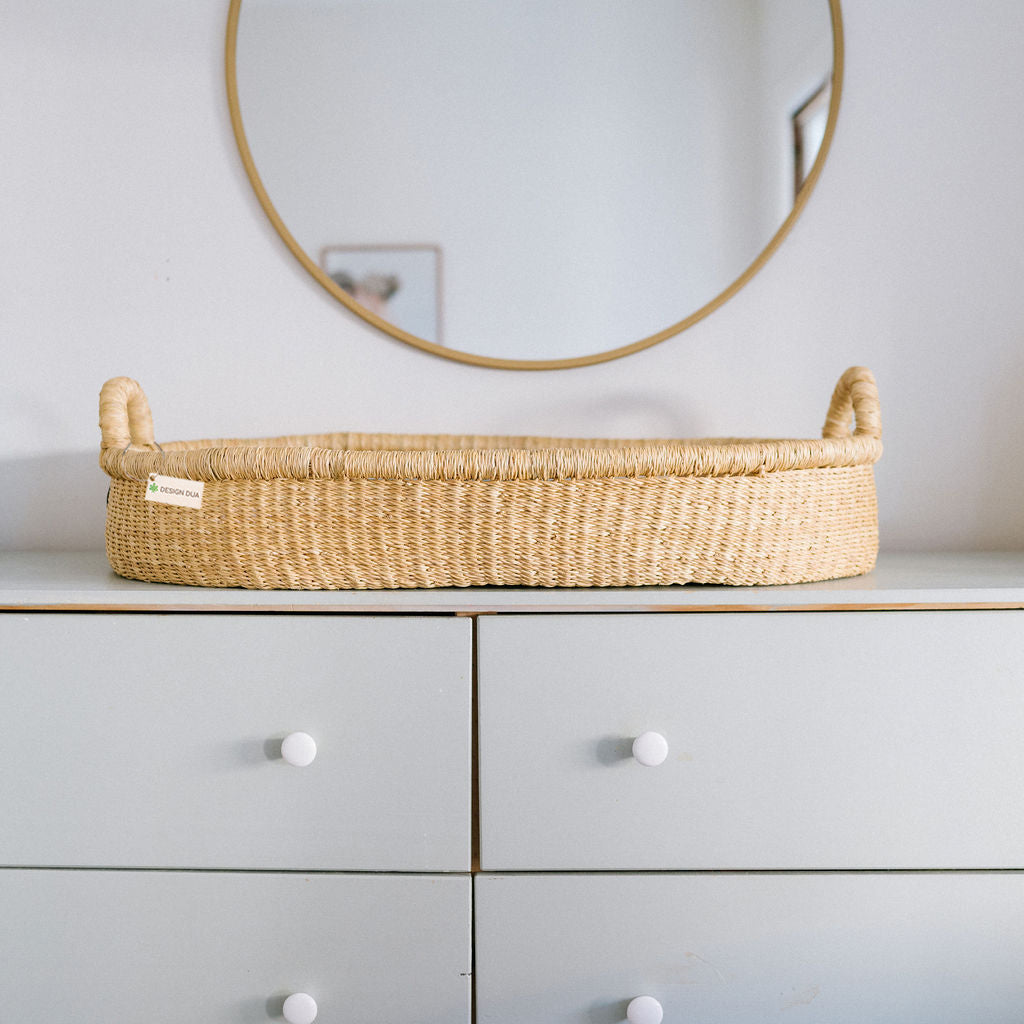 Wicker changing sales table basket