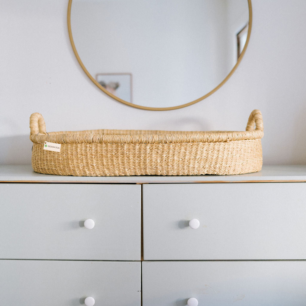 Handwoven Changing Basket: Natural Vegan