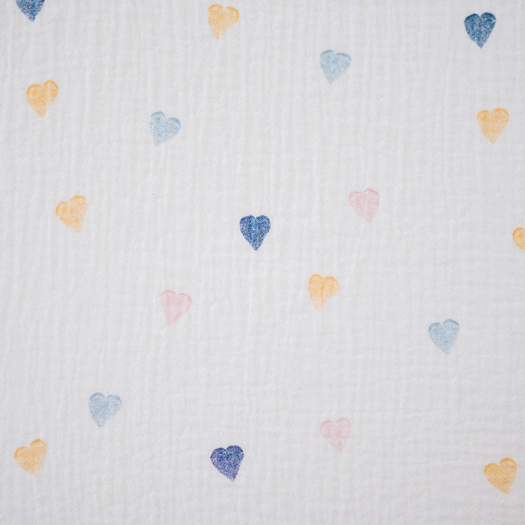 Waterproof Cotton Crib Sheet - Muslin Hearts