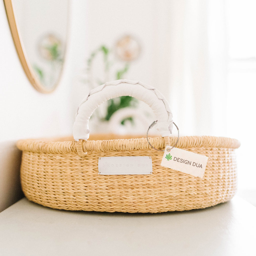 Handwoven Changing Basket: Natural White