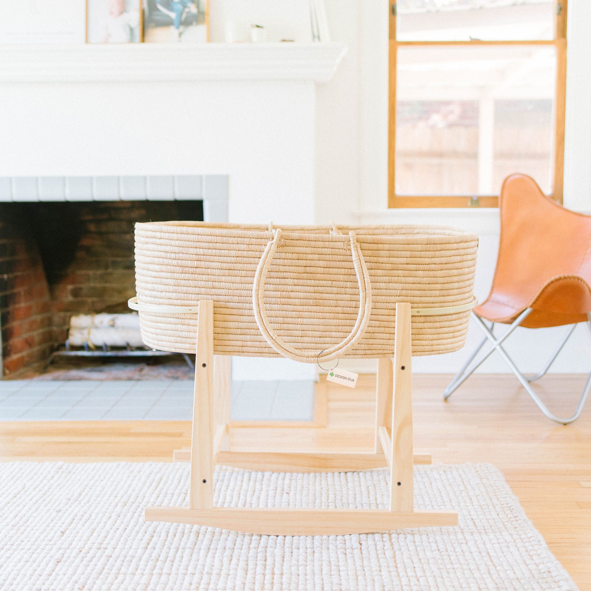 Modern Rocking Bassinet Stand Natural Pine Design Dua