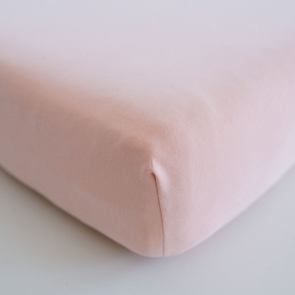 Waterproof Cotton Crib Sheet - Blush