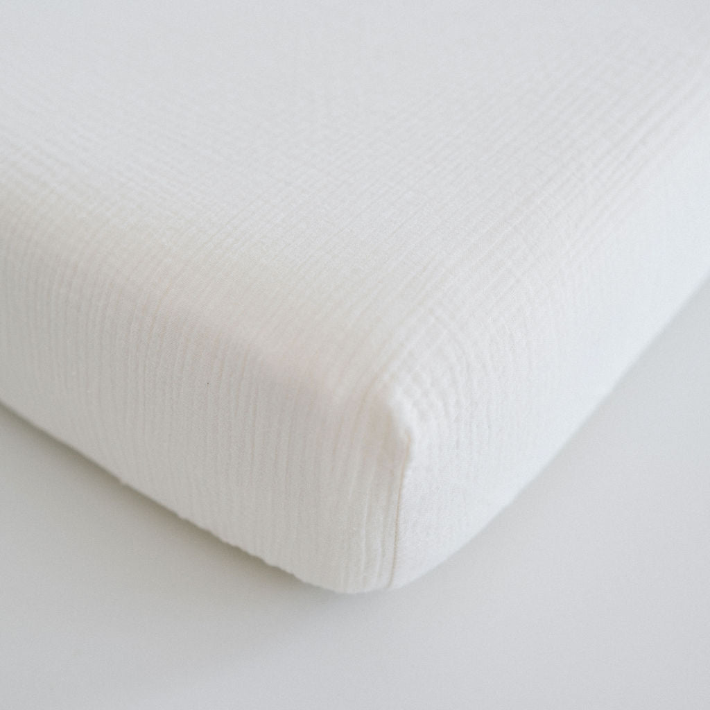 Waterproof Cotton Crib Sheet - Muslin