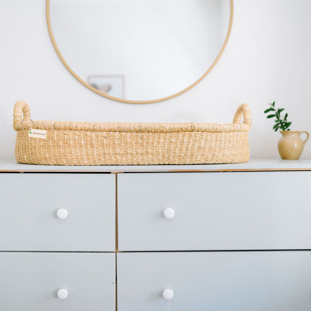 Handwoven Changing Basket: Natural Vegan