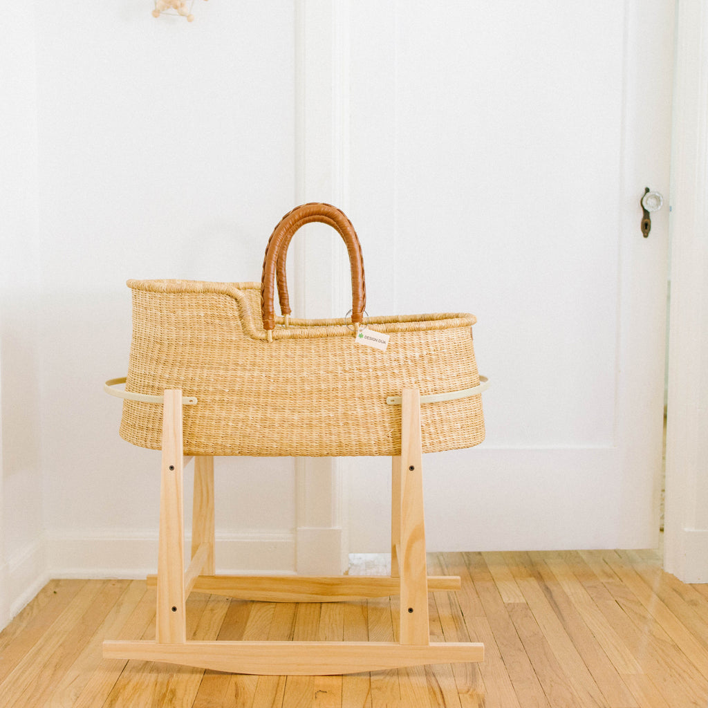 Modern Rocking Bassinet Stand- Natural Pine