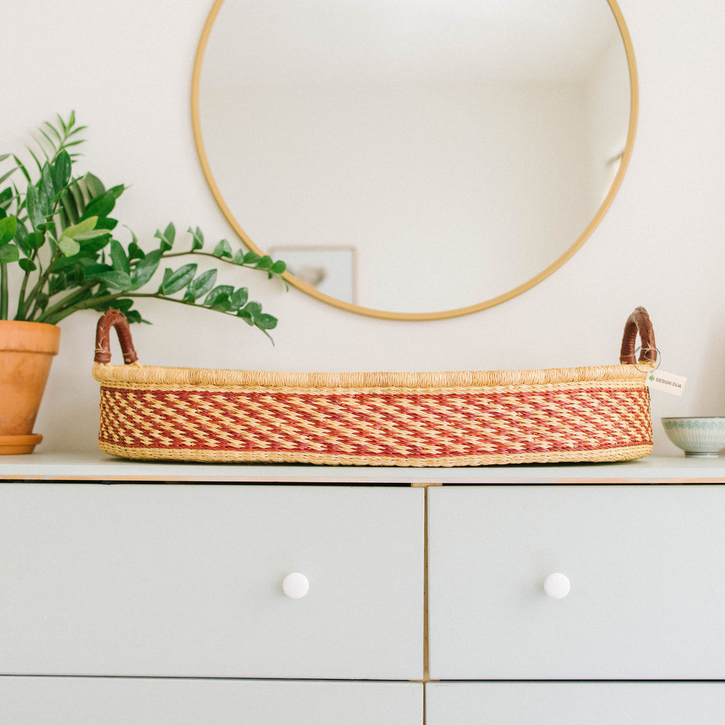 Handwoven Changing Basket: Golden Argyle (Last Chance)