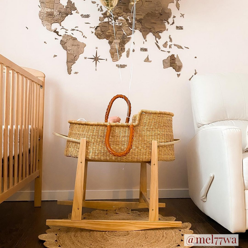 Modern Rocking Bassinet Stand- Natural Pine