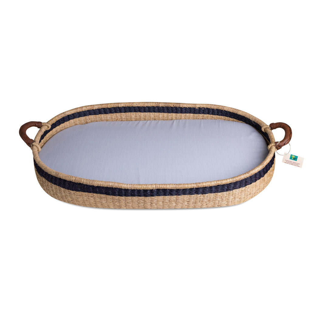 Handwoven Changing Basket: Midnight Stripe