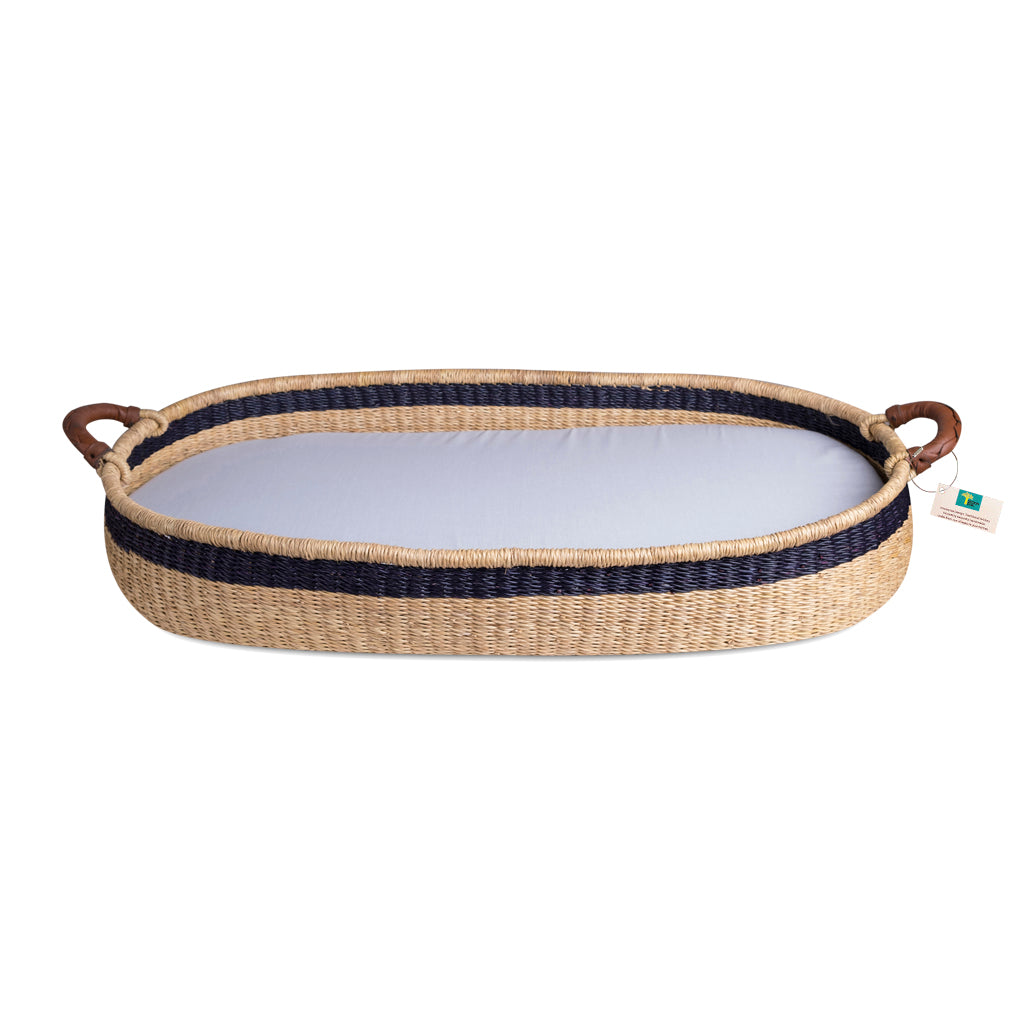 Handwoven Changing Basket: Midnight Stripe