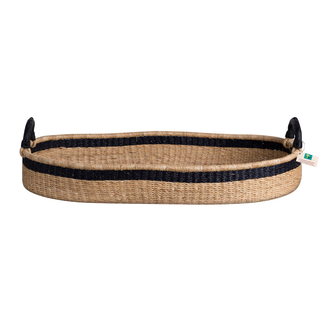 Handwoven Changing Basket: Midnight Stripe