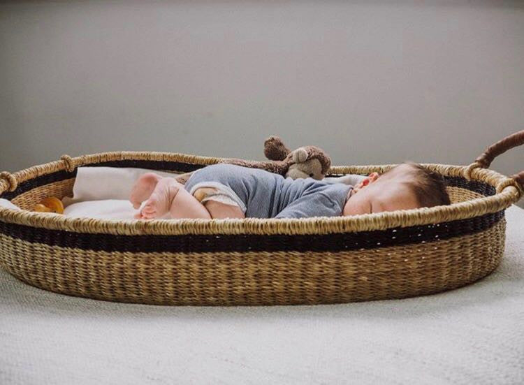 Handwoven Changing Basket: Midnight Stripe