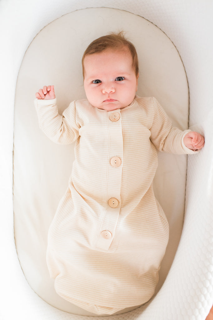 Organic Newborn Knotted Gown - Pearl